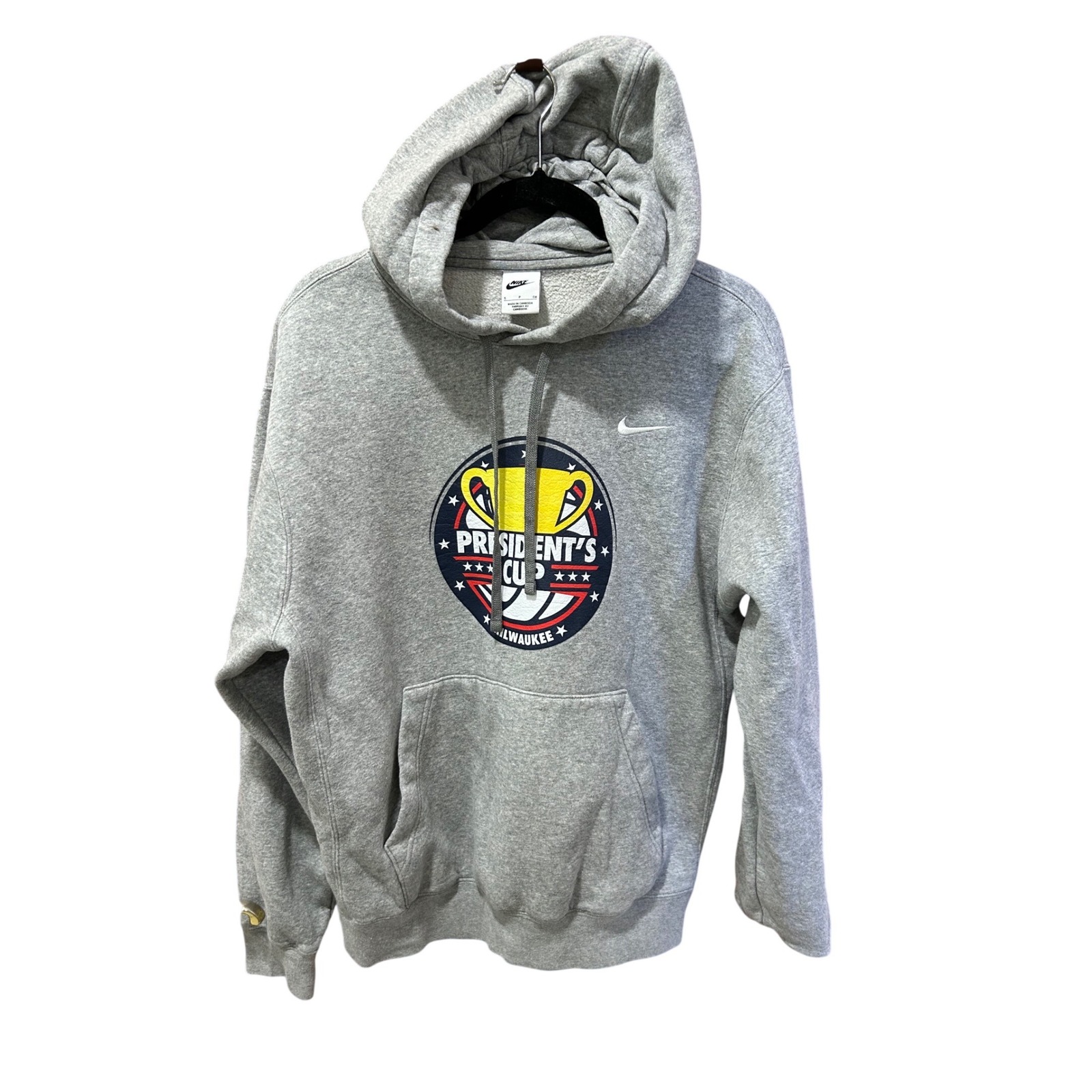 Nike Presidents Cup Milwaukee Volleyball Hoodie Grey Mens Small Graphic Fleece